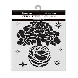 stencil 12X12 cm arbol, Stamperia